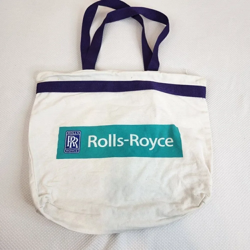 Vintage Rolls Royce Heli Expo 2000 Las Vegas Canvas Bag Teal Purple White
